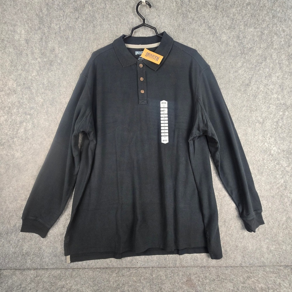 Duluth Trading Co No Polo Shirt Mens 2XL Black Classic Long Sleeve Cotton NWT